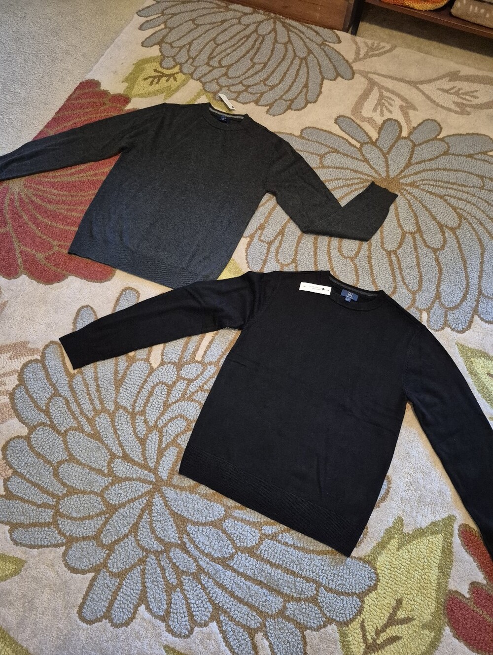 NWT Lot Of Two George Men's Crewneck Sweaters - Charcoal and Black